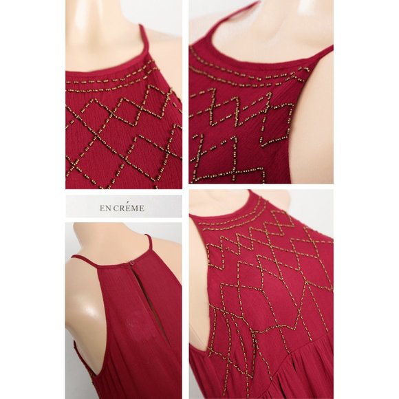 NEW Beaded Apron Neckline Trapeze Boho Mini Dress - Picture 5 of 8